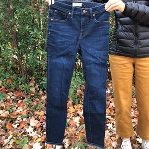 Madewell dark wash high rise skinny jeans